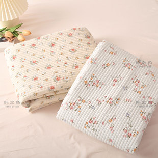 韩式 田园碎花40支斜纹纯棉床盖床单双面床褥绗缝被单件不易皱夏季