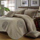 欧美出口全棉手工盘花绗缝被三件套加大2.0米床盖纯色秋夹棉床罩