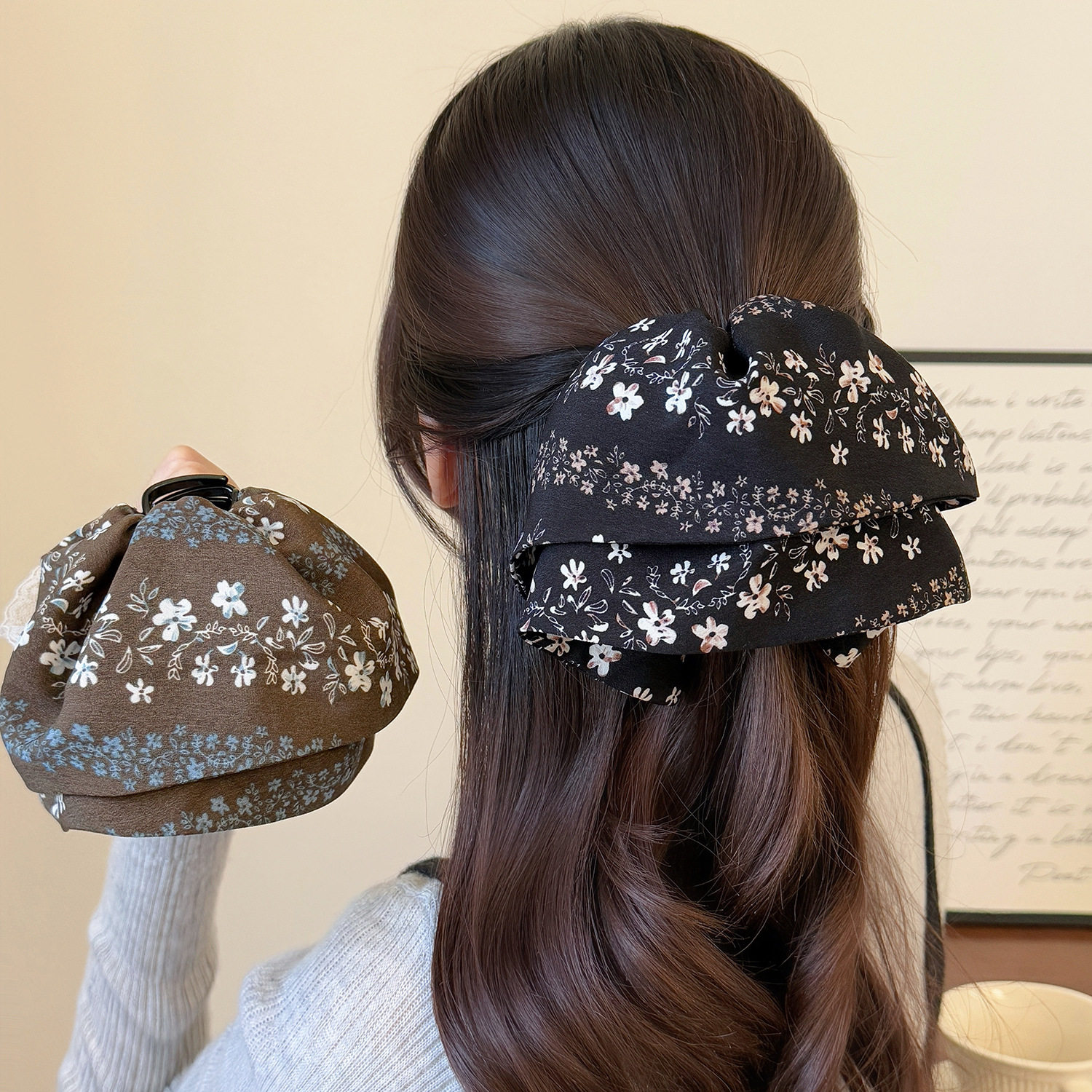 韩系温柔碎花马尾夹女高级感半扎发抓夹气质网红百搭鲨鱼发夹,饰品/流行首饰/时尚饰品新,民族风发饰,淘宝优惠券,粉丝福利购,淘宝优惠卷