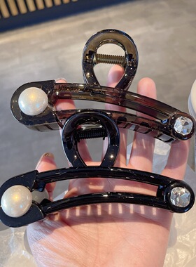 设计感~回型针型小众头发鲨鱼夹水钻珍珠大抓夹后脑勺盘发卡发夹