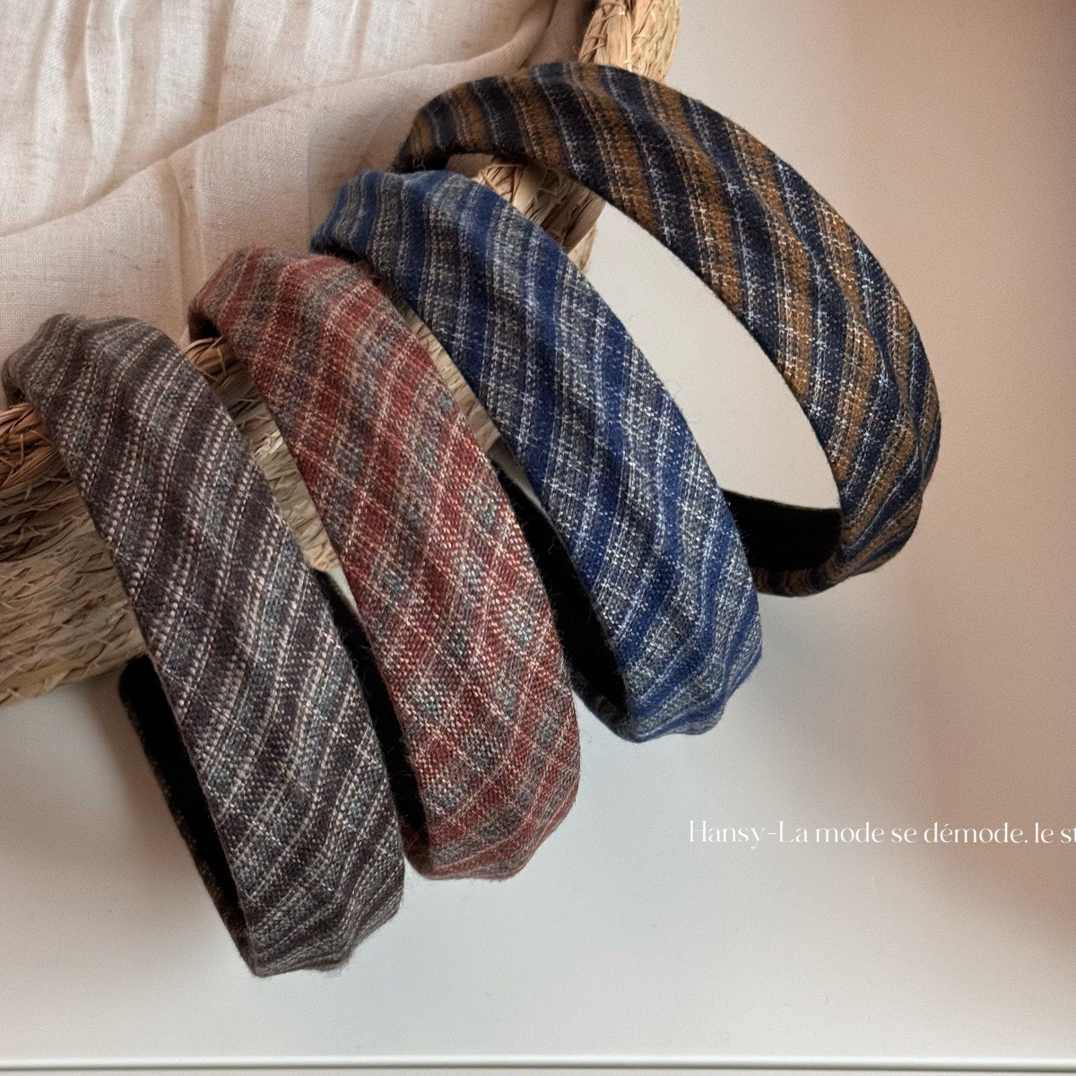 秋冬复古高颅顶发箍高级感轻奢格纹布艺凹凸宽边洗脸头箍发卡发饰