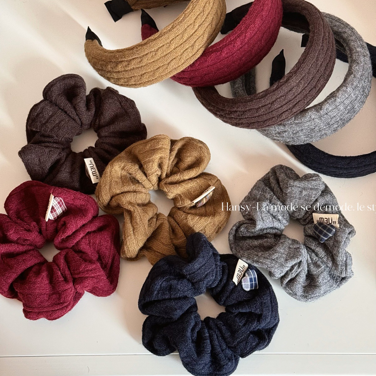 韩系秋冬毛线洗脸发箍女高颅顶轻奢压发头扣日常外戴宽边头箍发饰