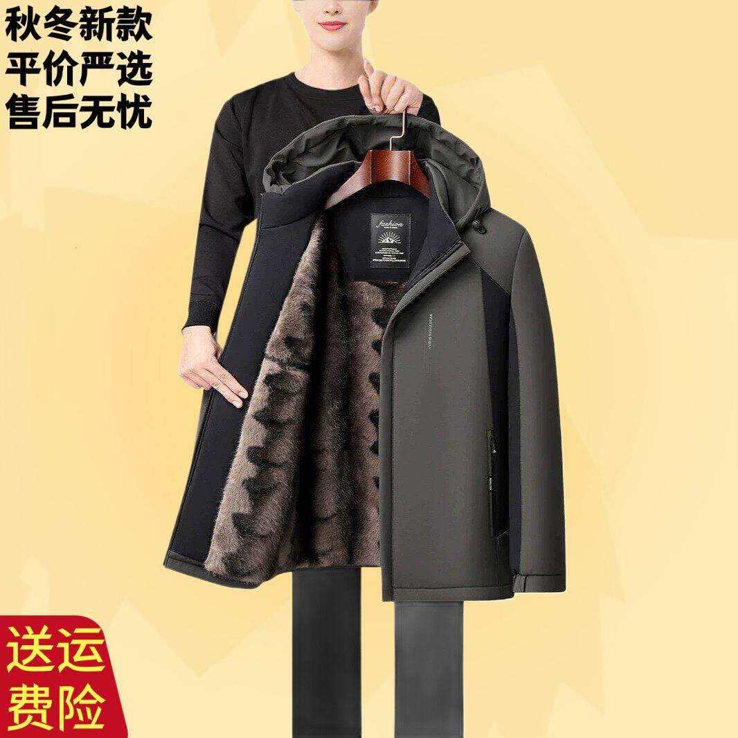 棉服中老年男装爷爷加绒加厚爸爸装冬季棉衣保暖父亲冬装