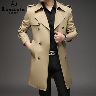 风衣男款春秋男士中长款双排扣风衣男式质感面料风衣上衣外套男装