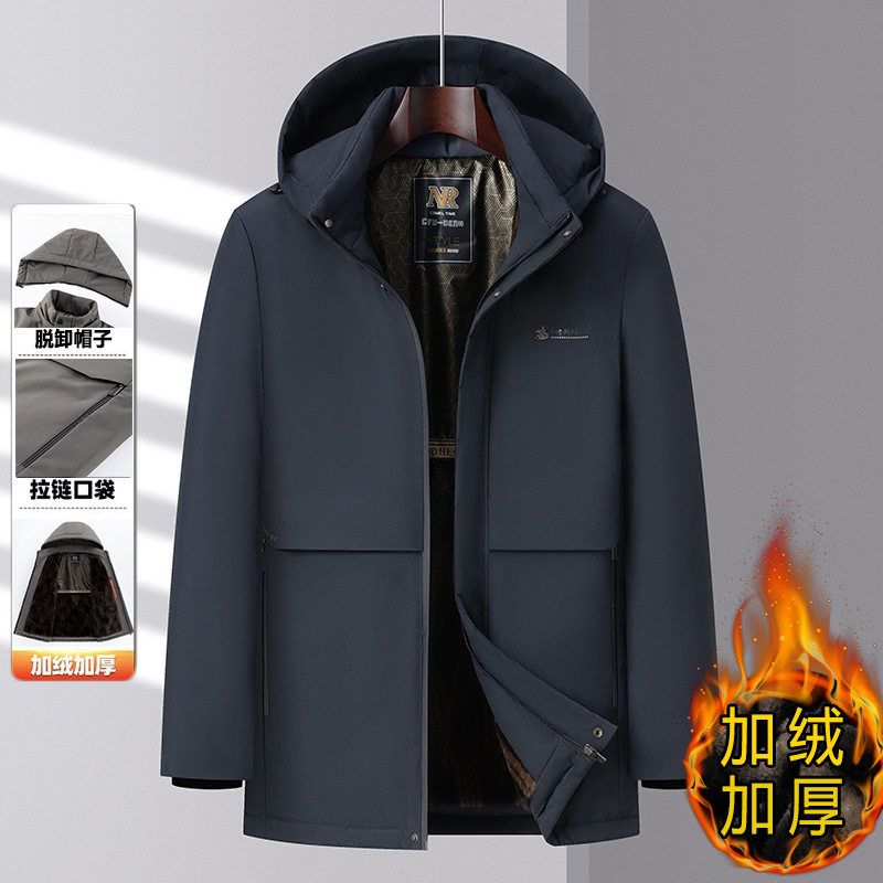 2024冬季派克服爸爸绒加厚保暖棉衣外套父亲宽松棉袄男中老年棉服