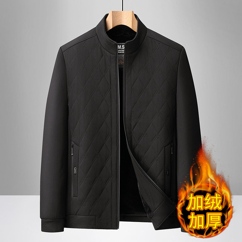 跨境中年男士棉衣服加厚款冬季袄子中老年人加绒棉服外套爸爸冬装