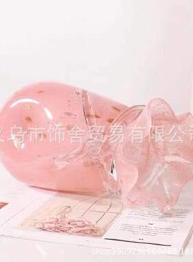 美式轻奢高档琉璃花瓶摆件客厅插花家居餐桌样板间干花花器装饰品