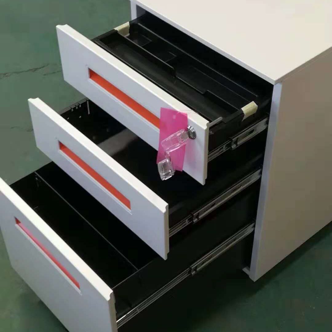 办公活动柜储物移动矮柜桌下a4文件万向轮挂捞柜带锁三抽钢制柜