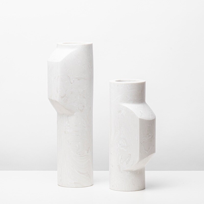 简约现代创意天然大理石花瓶花器轻奢软装样板房客厅茶几桌面饰品