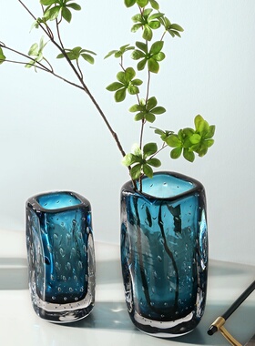 轻奢气泡玻璃花瓶客厅插花摆件透明琉璃花瓶器桌面卧室家居装饰品