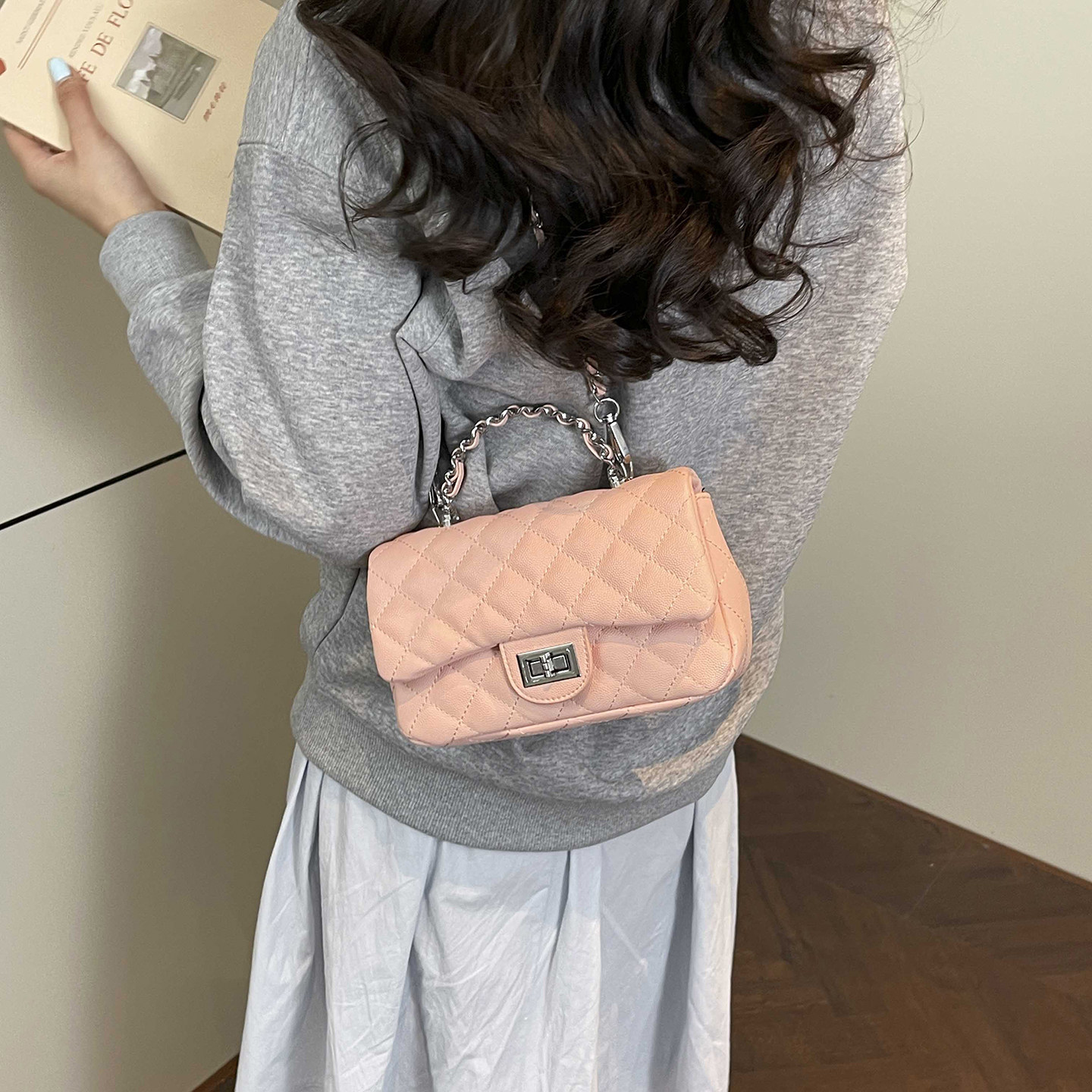 精致高级感菱格盒子包女2026春新款时尚百搭链条包单肩斜小方包,箱包皮具/热销女包/男包,小方包,淘宝优惠券,粉丝福利购,淘宝优惠卷