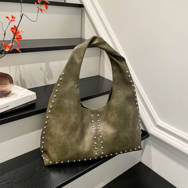 美式朋克风复古铆钉托特包女2025新款百搭手提包高级感气质通勤包,箱包皮具/热销女包/男包,托特包,淘宝优惠券,粉丝福利购,淘宝优惠卷