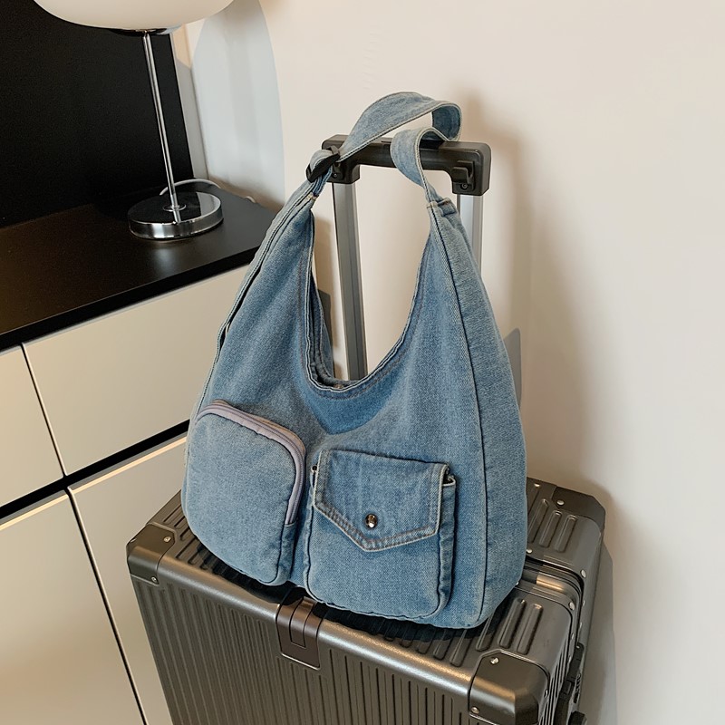 牛仔托特包大容量单肩包