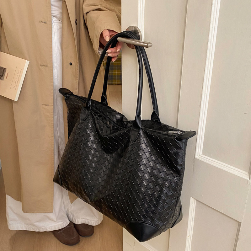 2026新款高级感手提单肩编织纹大容量通勤短途旅行包旅游包健身包,箱包皮具/热销女包/男包,托特包,淘宝优惠券,粉丝福利购,淘宝优惠卷