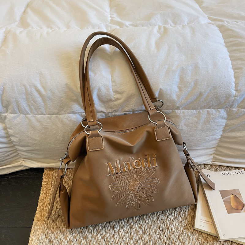 素韵格通勤大容量刺绣托特包