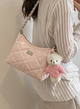 菱格链条腋下包女百搭时尚包包女生2026春新款高级感hobo包饺子包