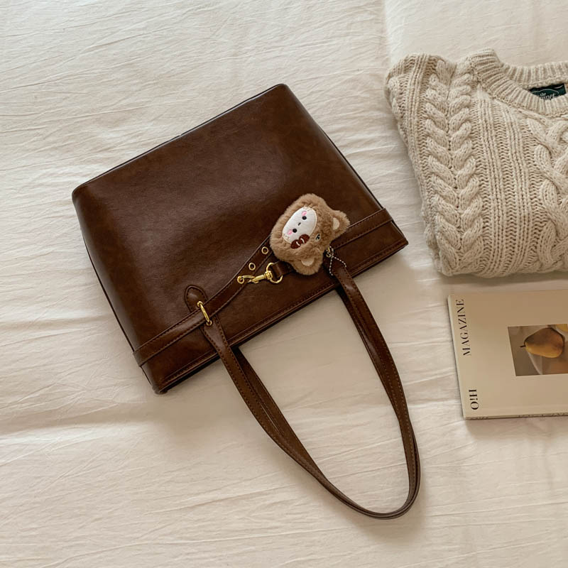 韩系chic复古托特包女大容量早八通勤单肩包高级感简约休闲手提包