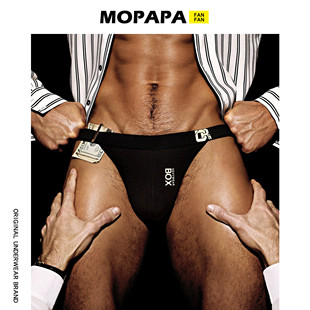 露臀男丁字裤 时尚 野性召唤原创潮牌性感低腰双丁裤 MOPAPA内裤
