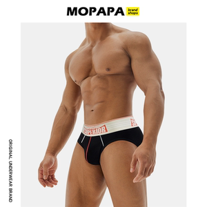 MOPAPA奥斯卡系列宽腰带纯棉舒适低腰时尚运动健身三角裤男士内裤