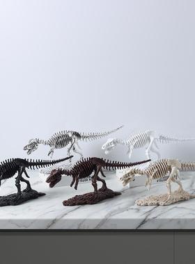 做旧复古仿真恐龙霸王龙化石骨架陈列道具摆件电视柜书柜酒柜饰品