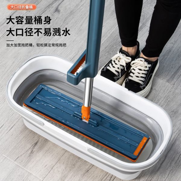 恒澍拖把折叠水桶宿舍洗衣塑料拖把储水拖地盆拖把家用一拖净方形