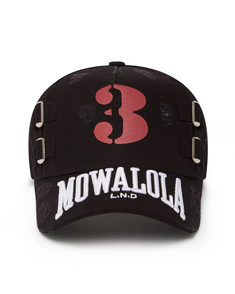 thumbnail for Mowalola No. 3 Digital Deconstruction Destruction Wash distressed hip-hop baseball cap with the same style as the Destroy Lonely