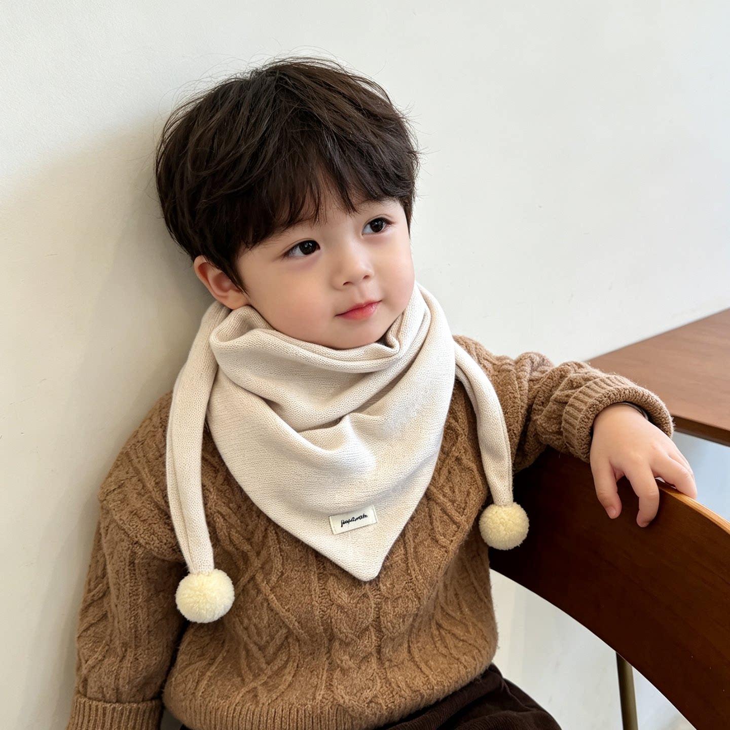 婴幼儿三角巾1-6岁男女宝宝纯色围脖秋冬季保暖防风脖套儿童围巾