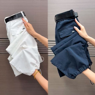 女束脚休闲裤 薄款 工装 夏季 宽松显瘦哈伦裤 水洗棉九分弯刀裤 裤 新款