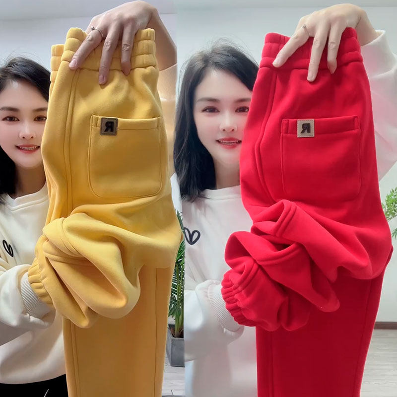 秋冬新款小个子加绒休闲裤女高腰显瘦九分裤保暖哈伦裤束脚运动裤