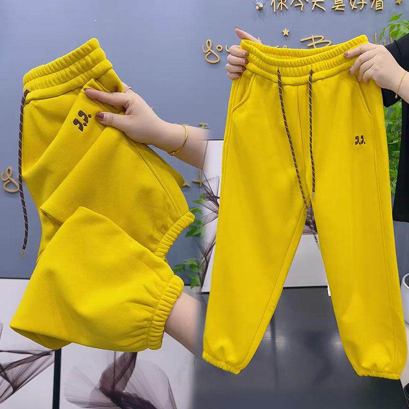 小个子加绒九分卫裤女冬季新款时尚休闲裤束脚百搭哈伦裤运动裤潮