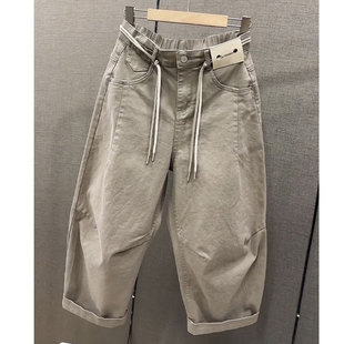 高腰时尚 新款 弯刀裤 百搭哈伦裤 欧货九分气球裤 水洗棉休闲裤 女春季