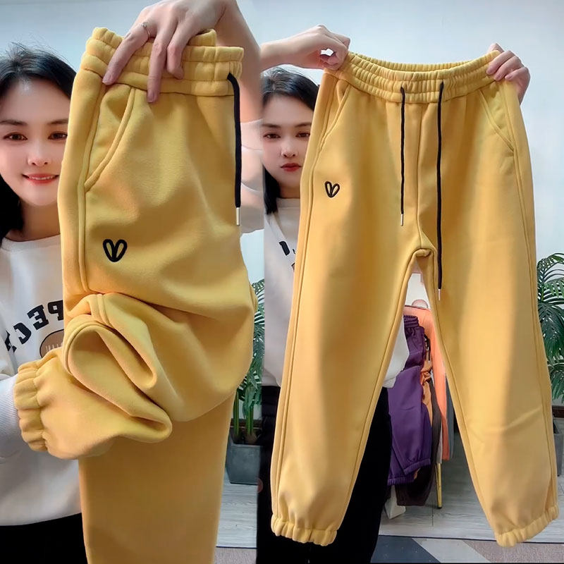 冬季新款加绒加厚九分休闲裤女高腰显瘦哈伦裤时尚卫裤束脚运动裤,女装/女士精品,休闲裤,淘宝优惠券,粉丝福利购,淘宝优惠卷