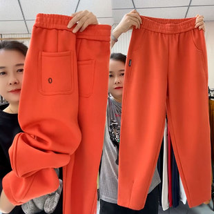 新款 显瘦萝卜裤 加绒九分哈伦裤 纯棉运动裤 女小个子百搭休闲裤 冬季