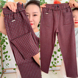 小脚裤 高腰显瘦哈伦裤 时尚 九分裤 毛呢格子裤 直筒休闲裤 女秋冬新款