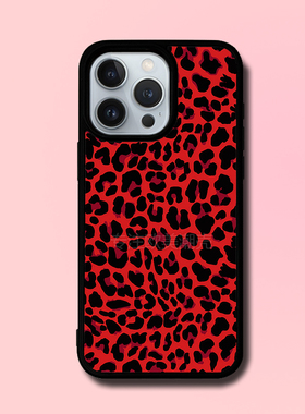 wf同款深红色豹纹手机壳适用iPhone16pro防摔15plus/14promax保护套13/12mini超火11/xsmax