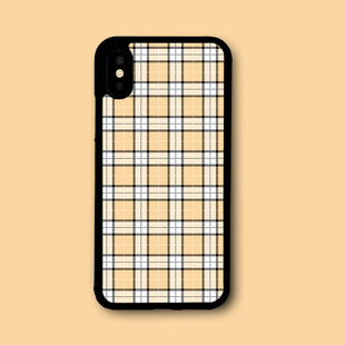 iPhonex适用于苹果11pro手机壳ins风黄色格子网红xsmaxs英伦风酷【2198】