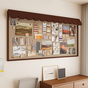 立体屋檐毛毡板照片墙复古高级感定制墙贴软木板留言板相片展示板