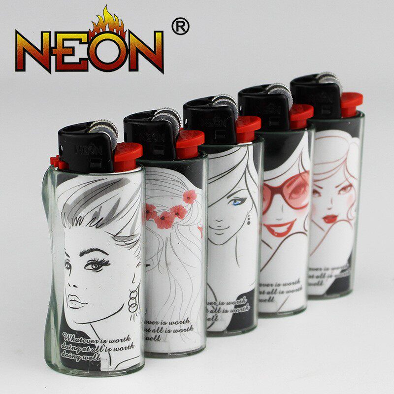 NEON尼奥打火机迷你美女可充气砂轮广告打火机 定制定做印字logo