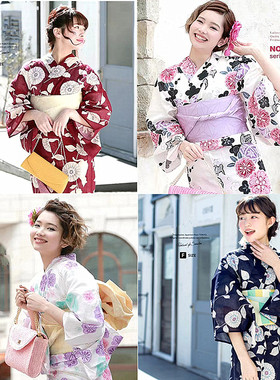 日本和服浴衣女传统款式高级纯棉质地日本旅游写真和服浴衣YUKATA