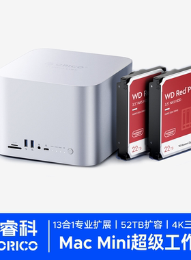 奥睿科StudioLink适用macmini拓展坞typec多接口usb扩展器机械红盘SSD固态硬盘盒扩展坞多屏异显集线器HUB