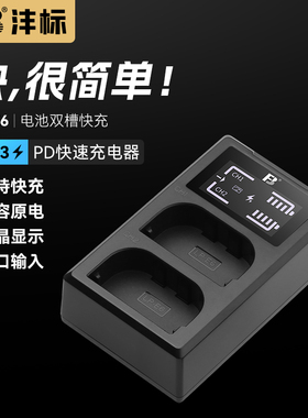 沣标LP-E6/E6N/E6NH/E6P适用佳能R6V R5 二代Mark II微单相机R5C R6II R7 90D 80D 70D 5D4 5D3单反充电器