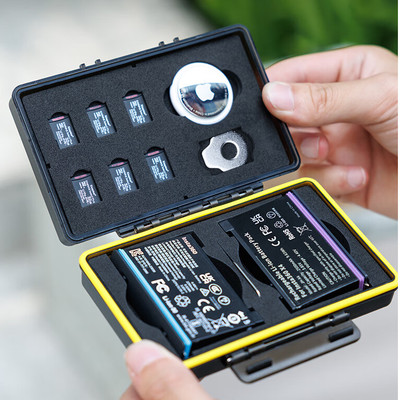 JJC 适用影石Insta360 X5电池盒x5/x4/x3保护收纳盒子TF卡 AirTag收藏器便携配件