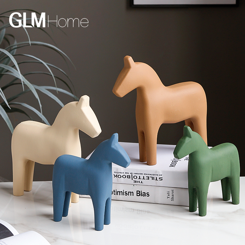 北欧ins风创意木马儿童房小摆件