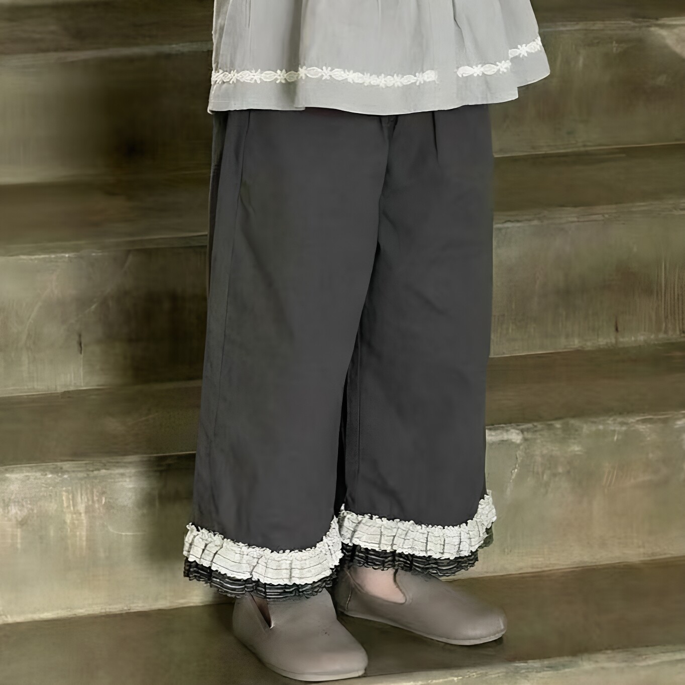 女童裤子2026夏季新款童装韩系高级灰花边洋气女宝休闲裤810