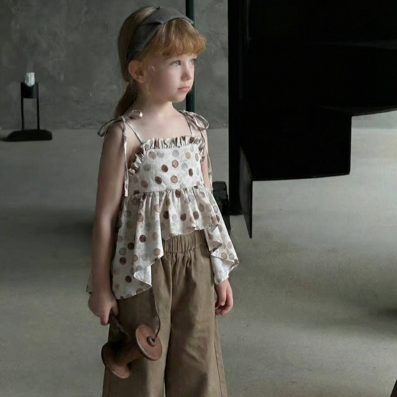 女童吊带2026夏季新款波点背心女宝露肩洋气宽松无袖上衣12