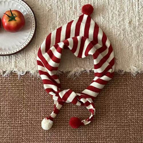 女童韩版洋气条纹针织围巾