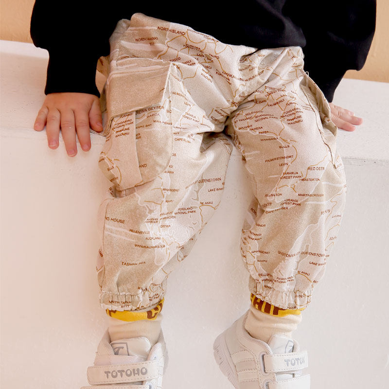 龙之涵儿童工装裤男夏中小童2021韩版春秋长裤子女洋气宝宝运动裤