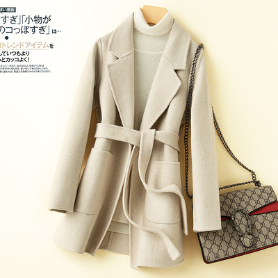 赫本风小个子修身双面羊绒大衣