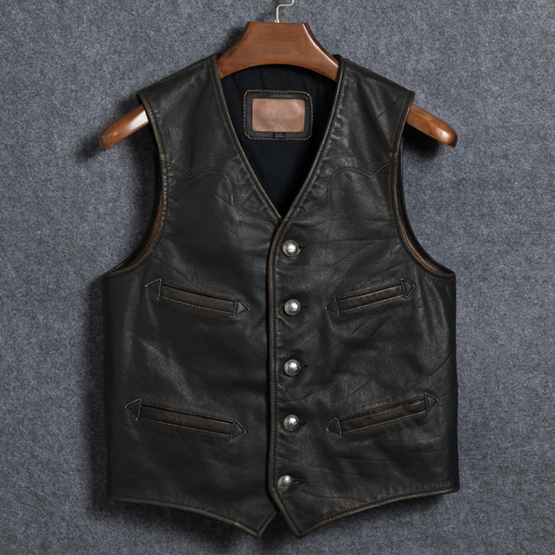 美国进口茶心水牛皮复刻rrl牛皮夹克皮衣1920年代马甲复古机车在类目 男装, 皮衣中 - 来自Buy2taobao.com提供专业的淘宝代购服务