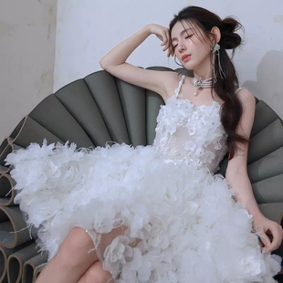 dollytang朵家 梨花倾城重工绣花蓬蓬裙小个子连衣裙成人礼小礼服